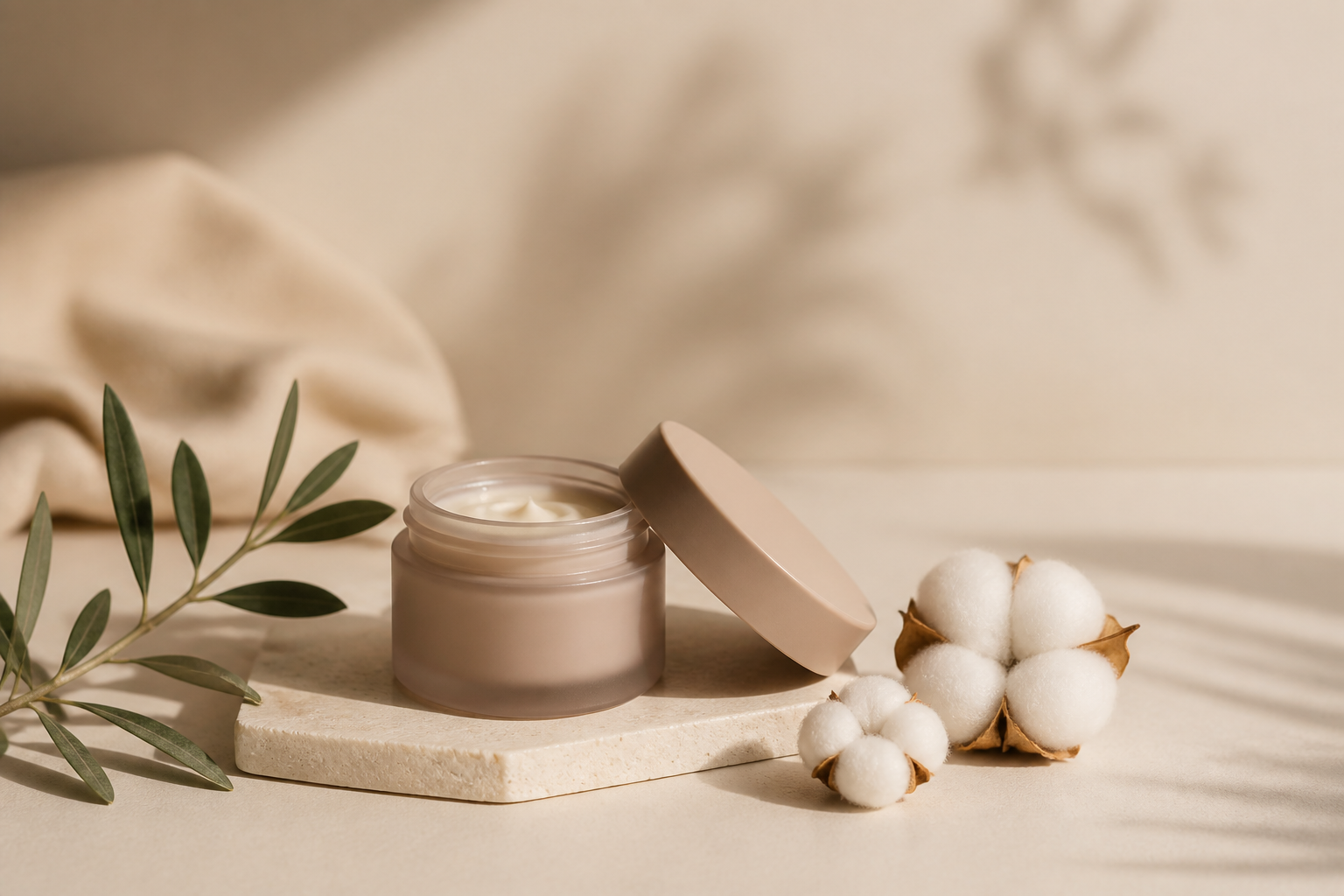 Soft, calming skincare detail