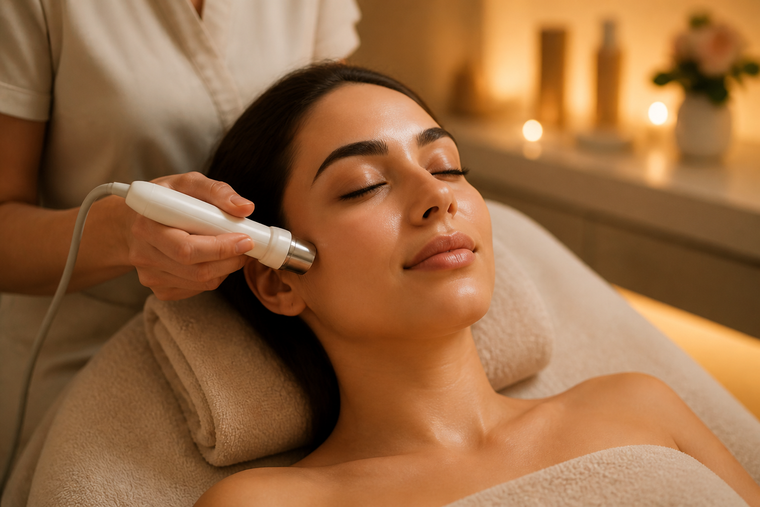 Woman receiving a luxury facial treatment at Parpar spa